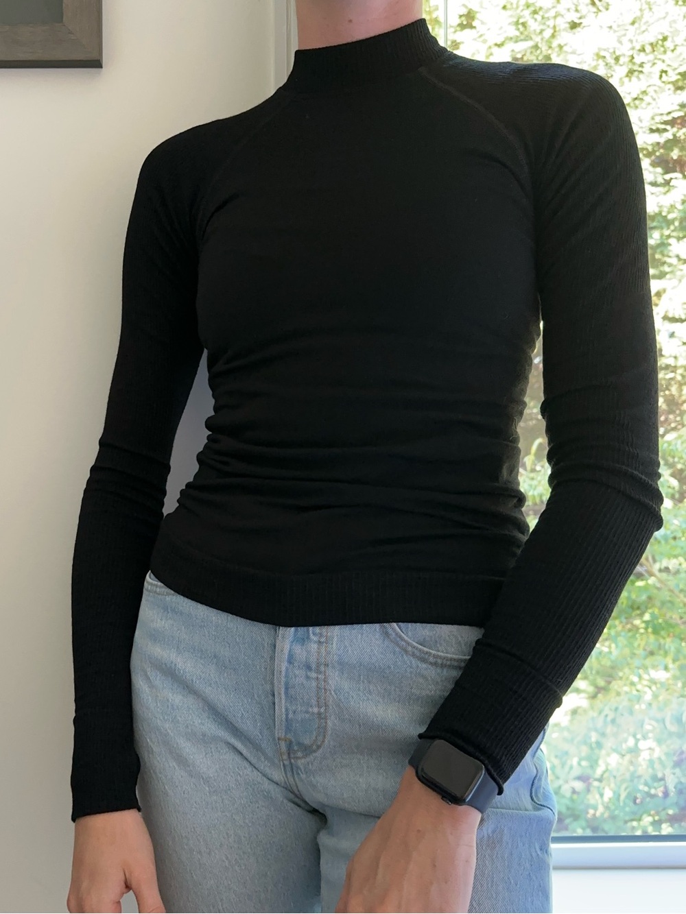 lululemon athletica Black Long-Sleeve Mock Neck Top